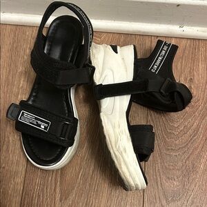 Trendy Black Sandals with White Sole